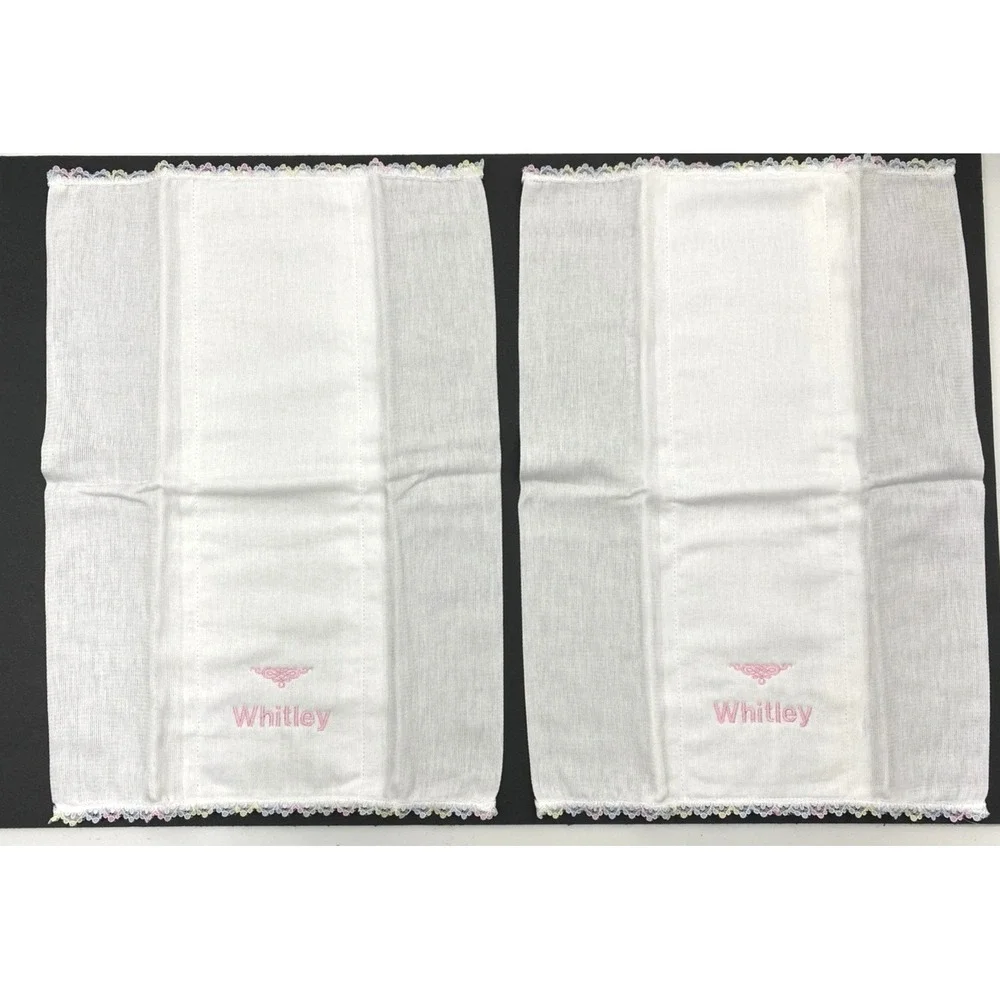 Baby Girl Decorated Burp Cloths Name WHITLEY Lot of 2